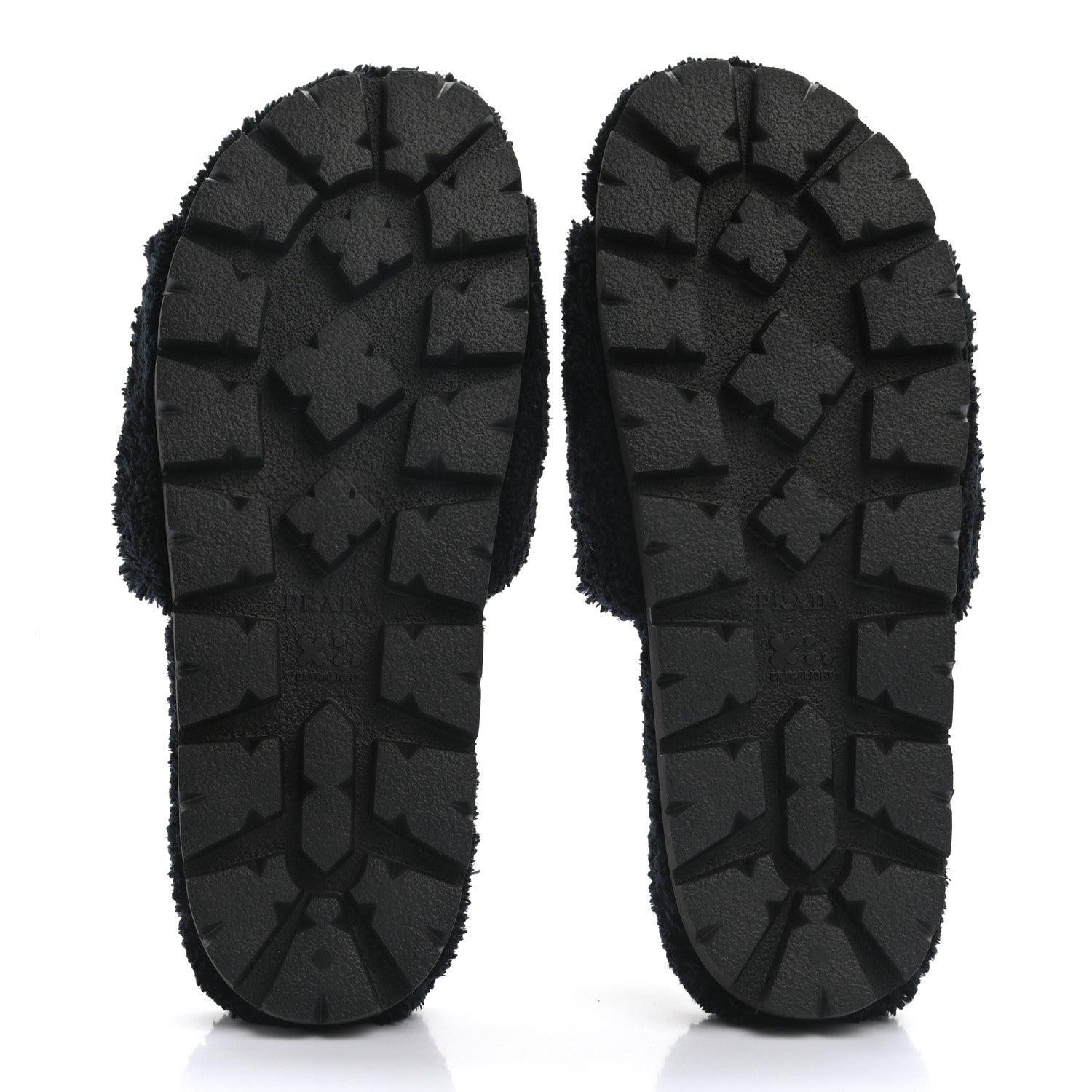 Prada Terry Cloth Logo Lug Sole 20mm Slide Sandals 40 Black White 5 of 8