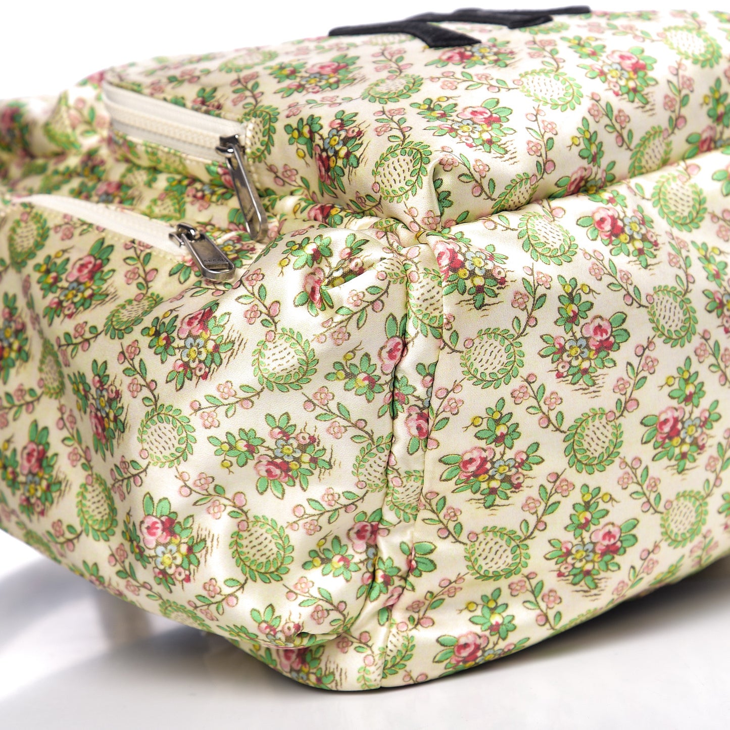 X MLB Satin Floral Print NY Yankees Patch Backpack Ivory Green