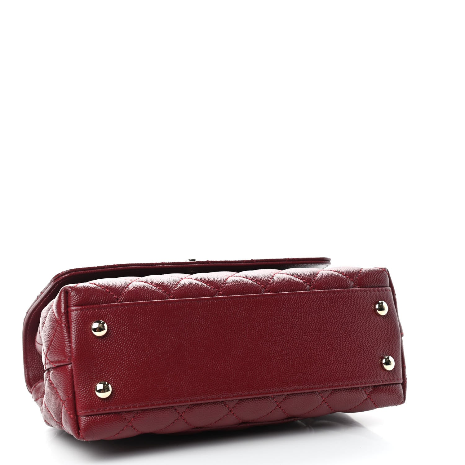 Chanel Caviar Lizard Embossed Quilted Mini Coco Handle Flap Burgundy 4 of 10