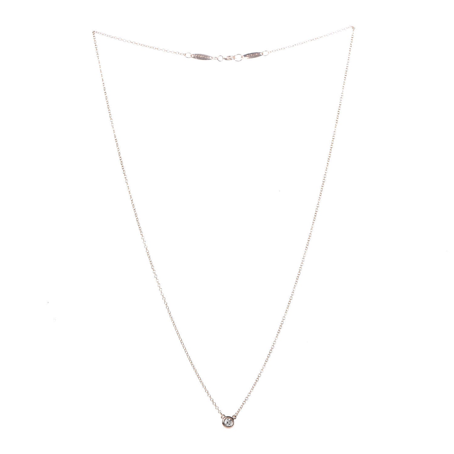 18K Rose Gold Diamond .07ct Elsa Peretti Diamonds by the Yard Pendant Necklace