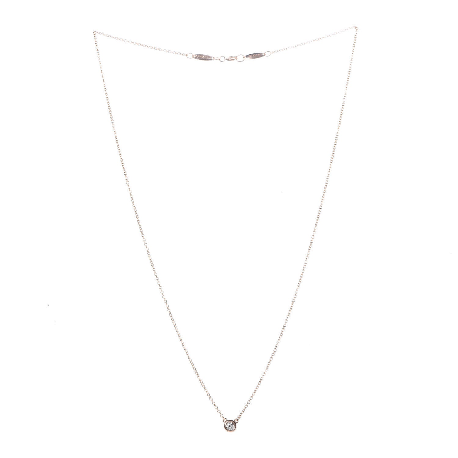 Tiffany 18K Rose Gold Diamond .07ct Elsa Peretti Diamonds by the Yard Pendant Necklace 3 of 9