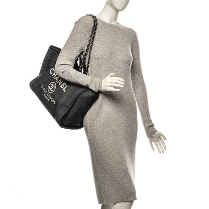 Chanel Canvas Large Deauville Tote Dark Blue 2 of 7