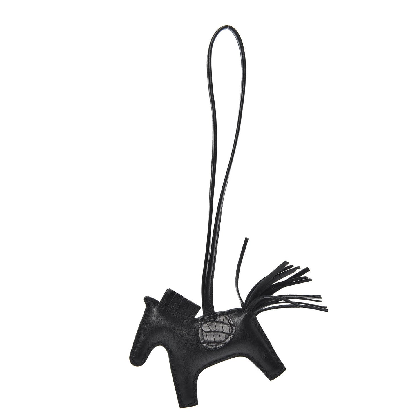Milo Lambskin Matte Alligator Touch Grigri Rodeo Horse Bag Charm PM So Black