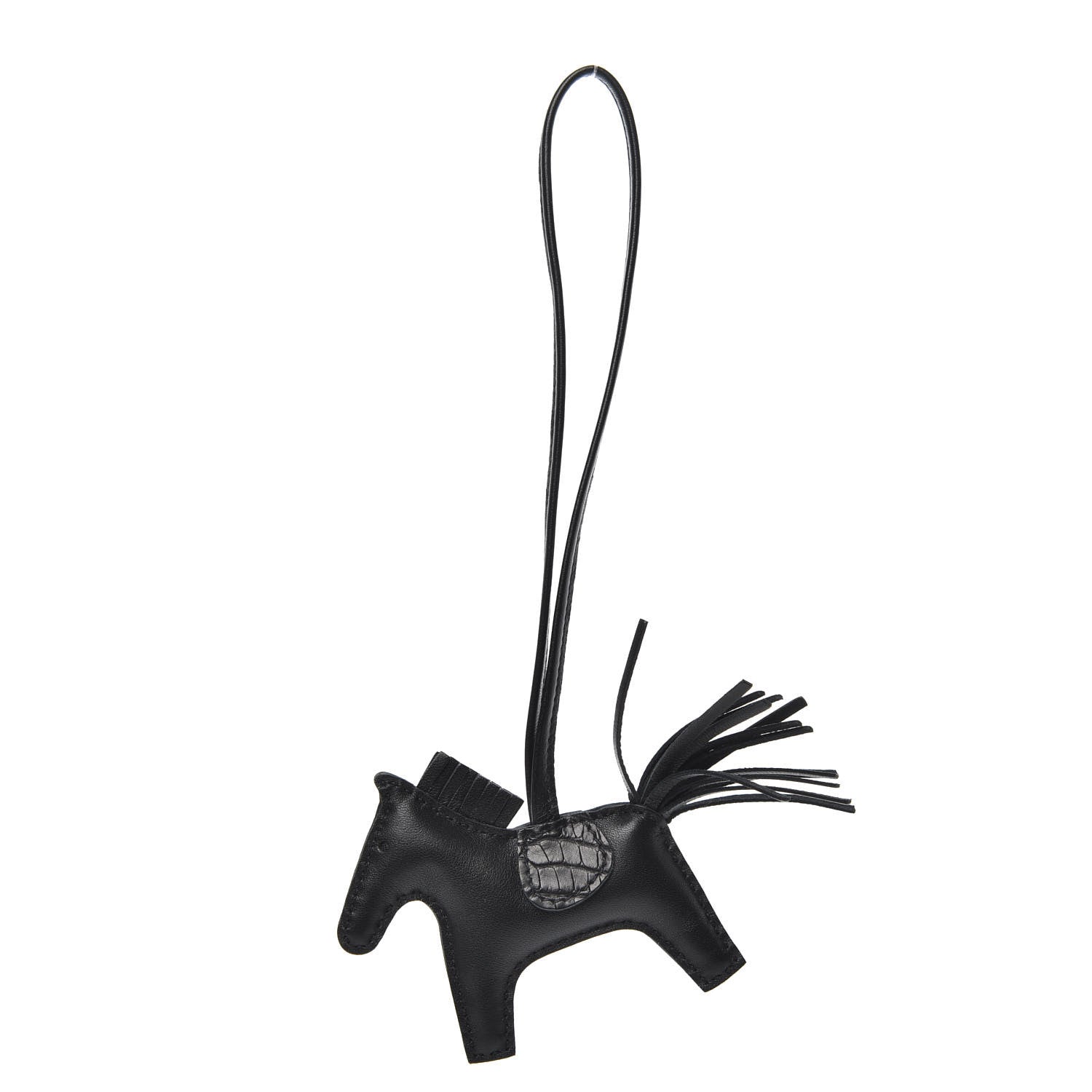 Hermes Milo Lambskin Matte Alligator Touch Grigri Rodeo Horse Bag Charm PM So Black 1 of 4