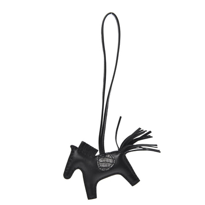 Hermes Milo Lambskin Matte Alligator Touch Grigri Rodeo Horse Bag Charm PM So Black 1 of 4