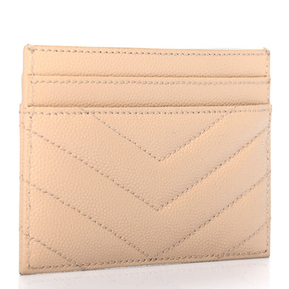 Saint Laurent Grain De Poudre Matelasse Chevron Monogram Credit Card Nude Powder 3 of 7