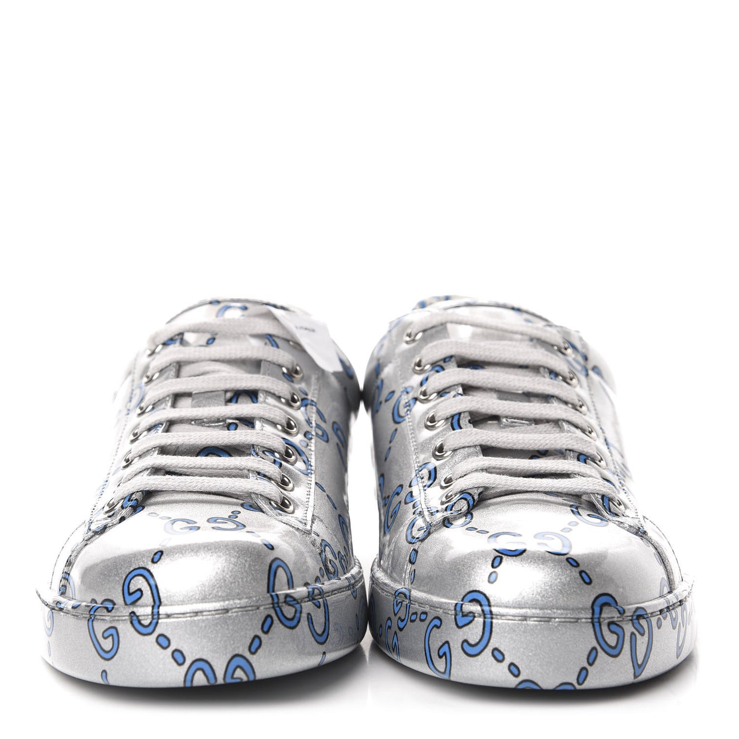 Miro Rubber Wax GucciGhost Print Mens New Ace Sneakers 9 Silver