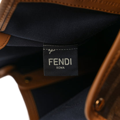 Fendi Glazed Fabric Vitello Century FF 1974 Stamp Patch Mini Peekaboo Defender Cover Mogano Panna Caramello 6 of 9