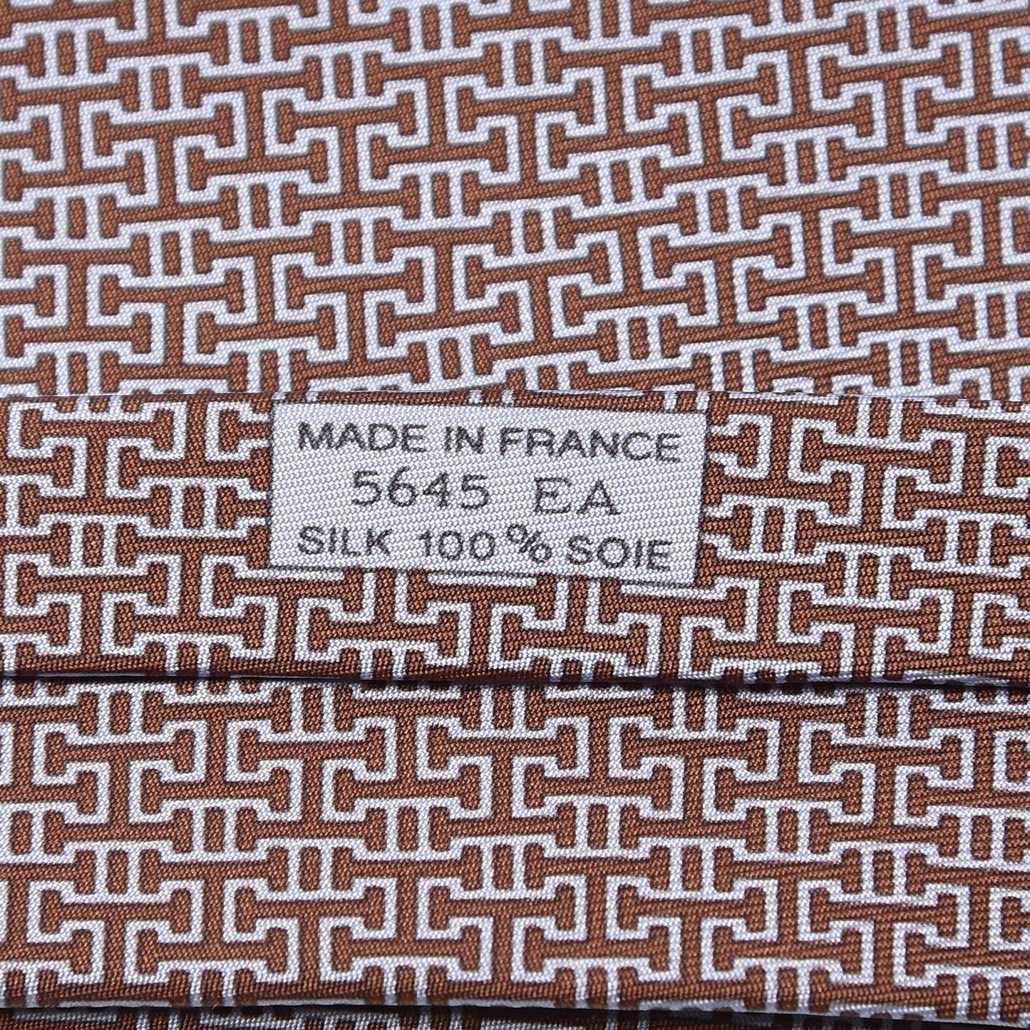 Silk Printed Mens Labyrinthe Neck Tie Ciel Marron