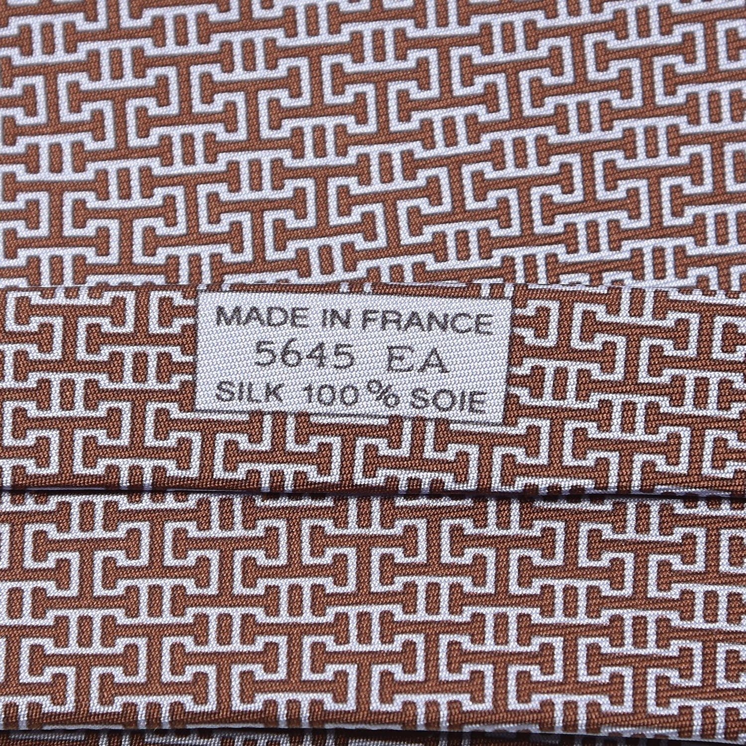 Hermes Silk Printed Mens Labyrinthe Neck Tie Ciel Marron 4 of 4