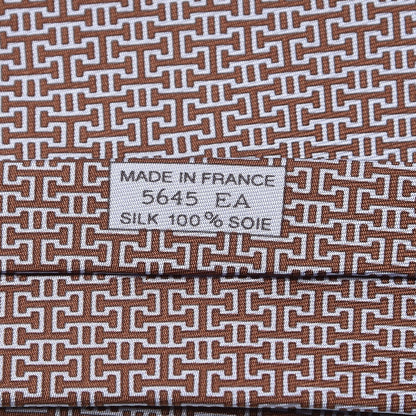 Hermes Silk Printed Mens Labyrinthe Neck Tie Ciel Marron 4 of 4