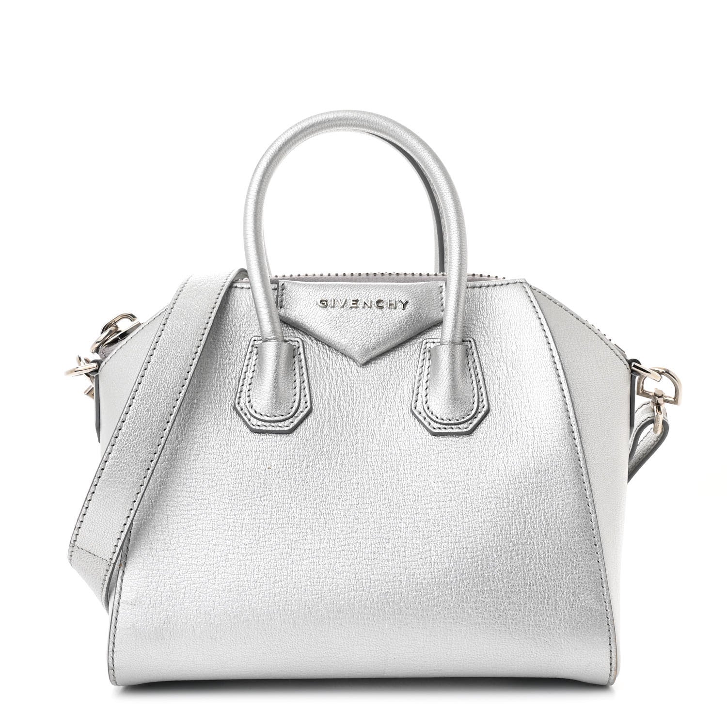 Givenchy Metallic Sugar Goatskin Mini Antigona Silver 1 of 10