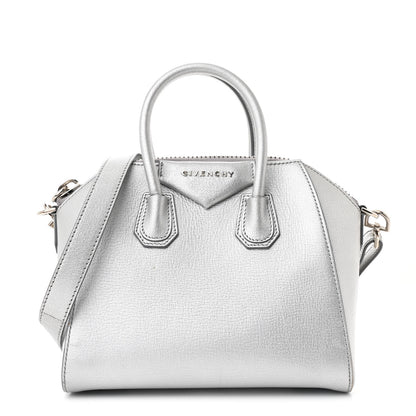 Givenchy Metallic Sugar Goatskin Mini Antigona Silver 1 of 10