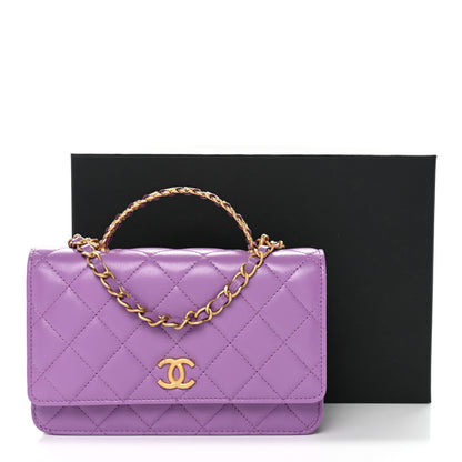 Chanel Lambskin Quilted Pick Me Up Wallet On Chain WOC Purple 14 of 14