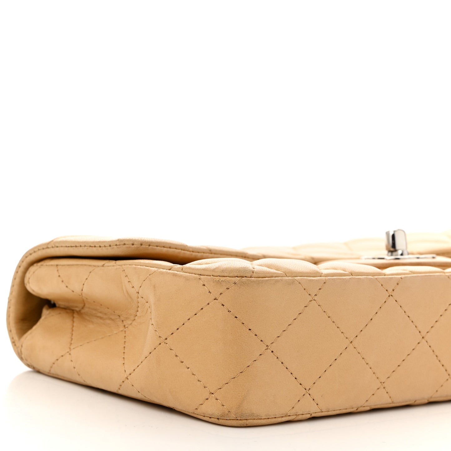Lambskin Quilted East West Flap Beige