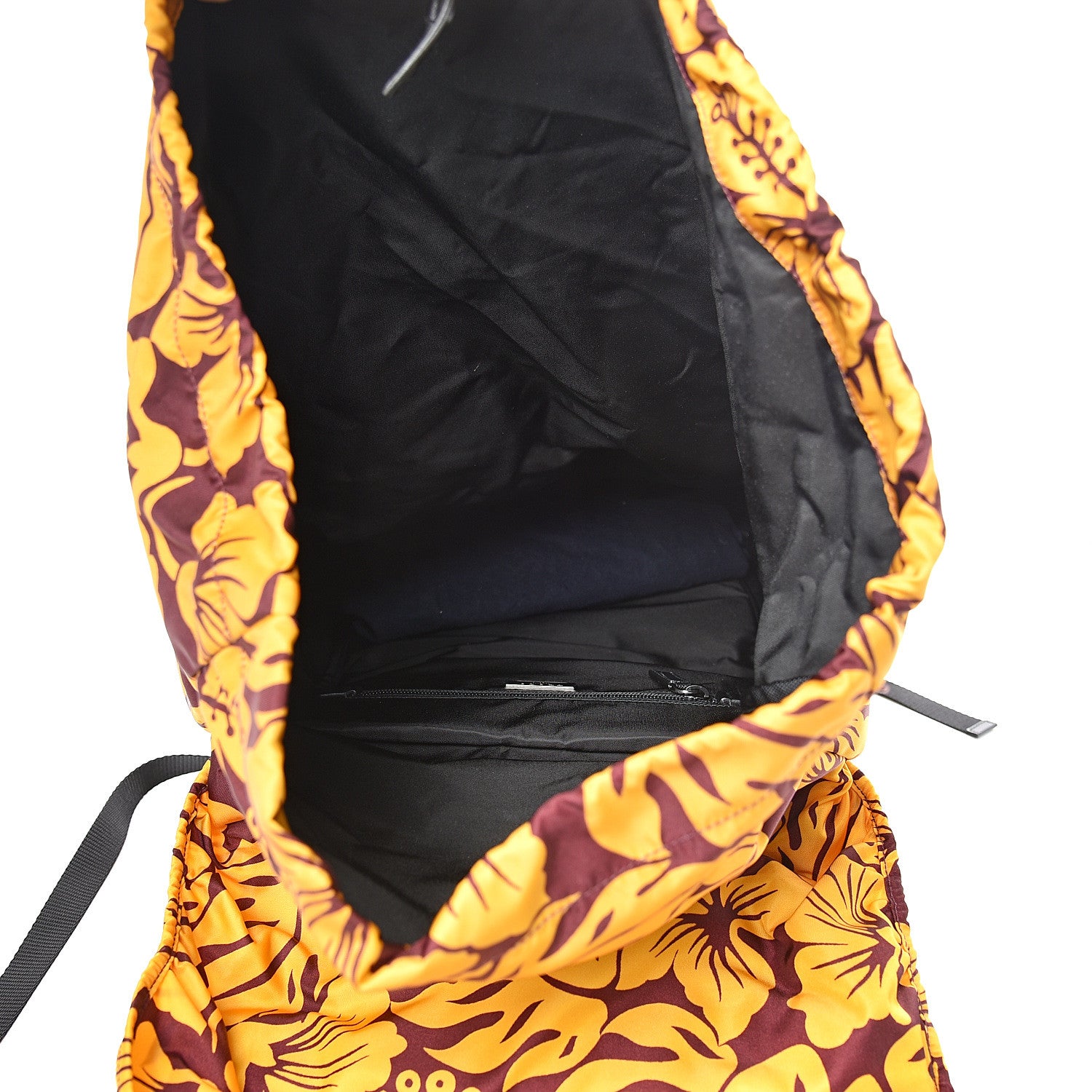 Prada Nylon Hibiscus Print Double Buckle Backpack Zafferano 5 of 12