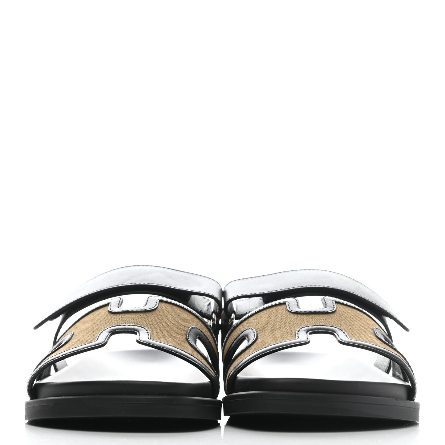Canvas Calfskin Mens Chypre Sandals 44 Kaki Black