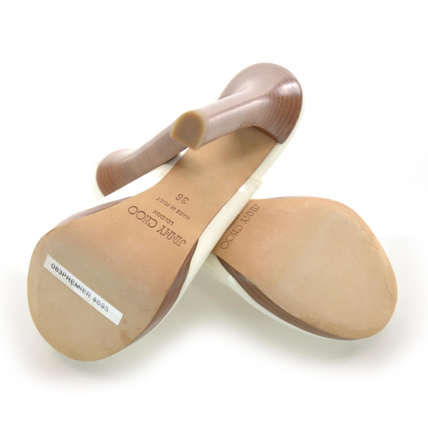 Patent Leather Wood Slingback Heels 36 White