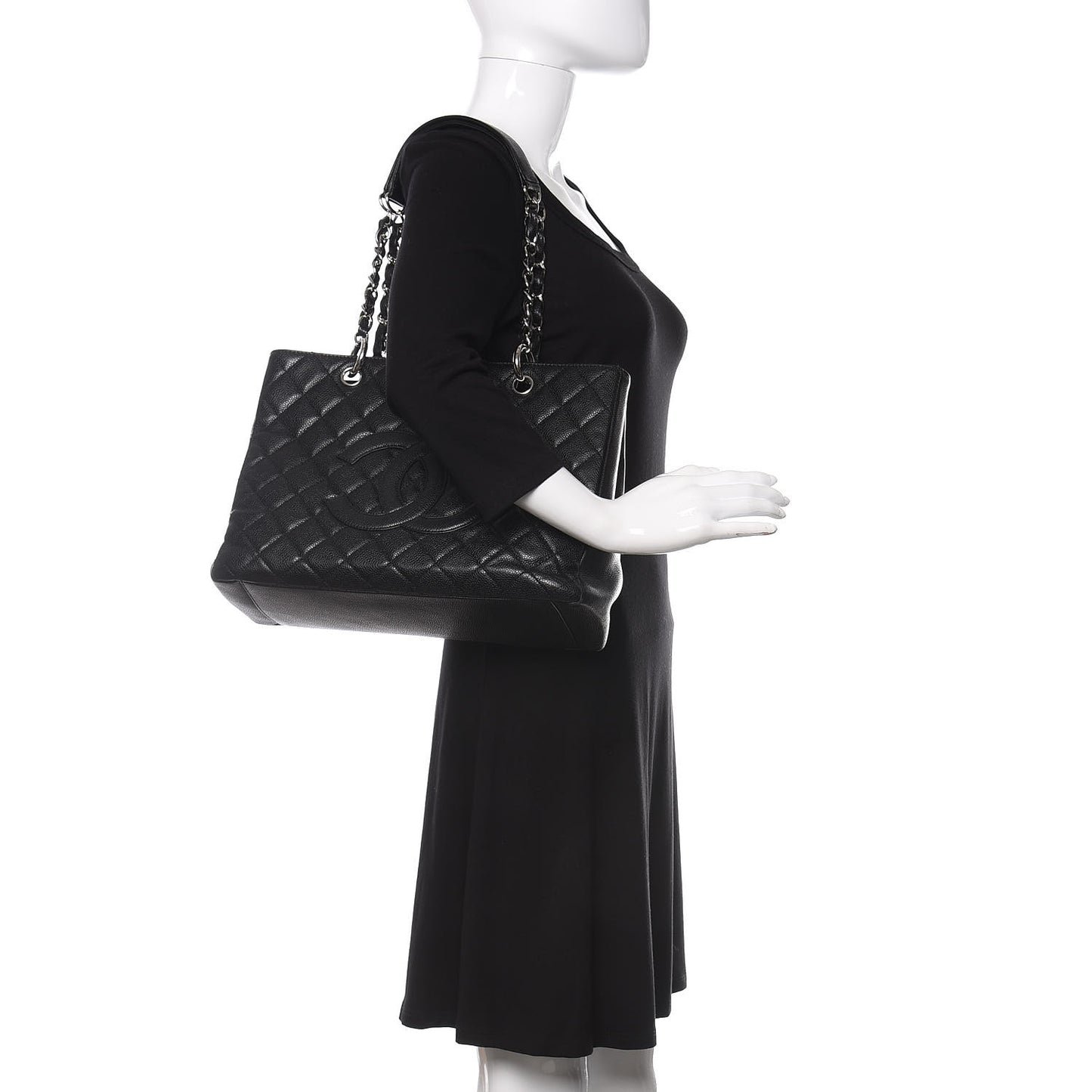 Caviar Quilted Grand Shopping Tote GST Black