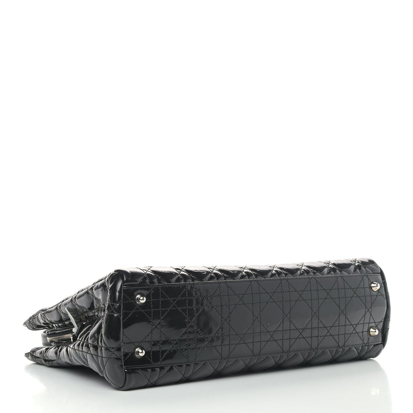 Patent Cannage Large Dior Soft Shopping Tote Black