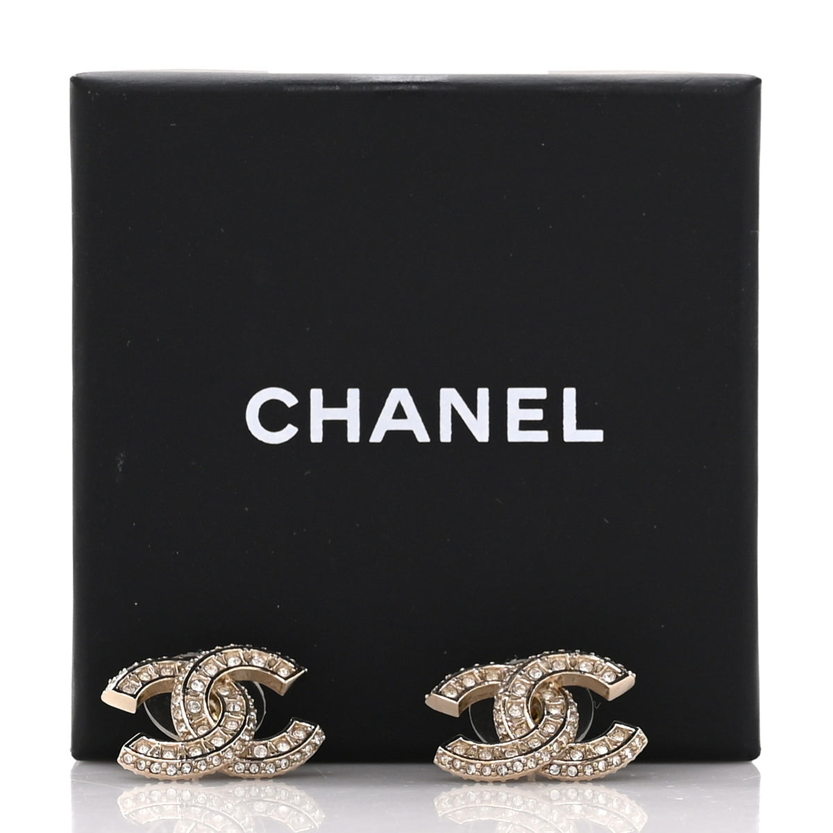 Chanel Baguette Crystal CC Earrings Gold 4 of 4