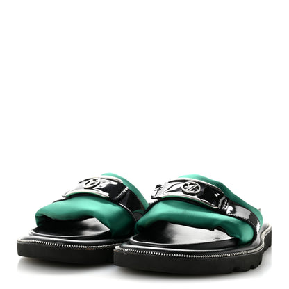 Louis Vuitton Satin Pool Pillow Flat Comfort Mule 38 Green Black 4 of 10