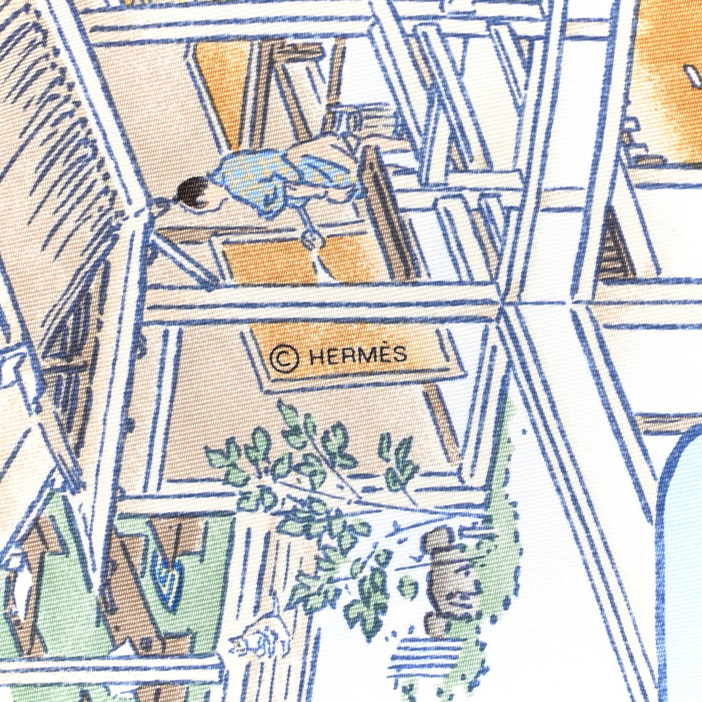 Silk Les Artisans D'Hermes Scarf 90 Rouge Bleu Vert