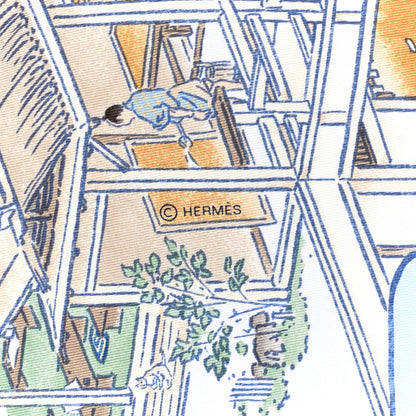 Hermes Silk Les Artisans D'Hermes Scarf 90 Rouge Bleu Vert 3 of 6
