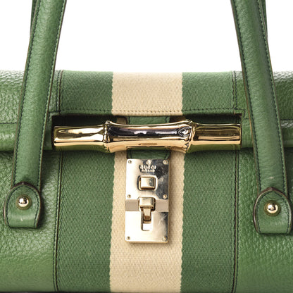 Gucci Calfskin Web Bamboo Bullet Satchel Green 13 of 13