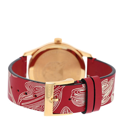 Gucci Stainless Steel Calfskin 38mm G-Timeless Butterfly Quartz Watch Red 3 of 5