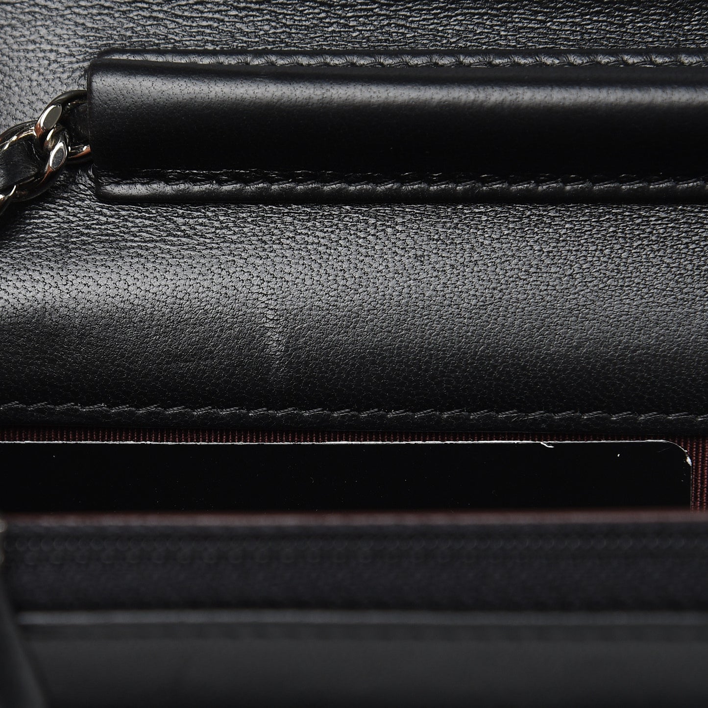 Lambskin Quilted Wallet On Chain WOC Black