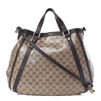 Gucci Crystal Monogram Medium Abbey Convertible Tote Dark Brown 1 of 15