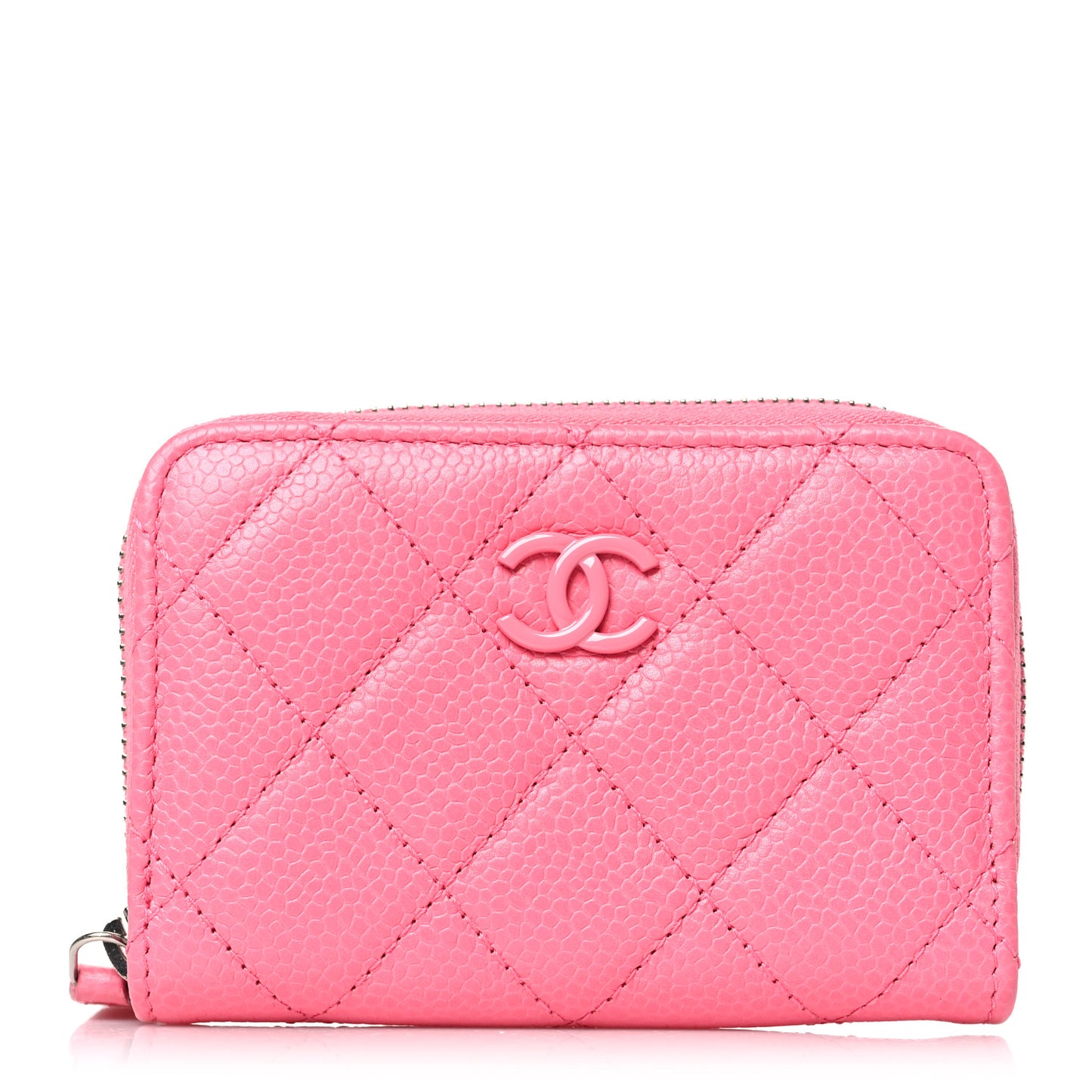 Caviar Quilted Incognito Zip Coin Purse Pink