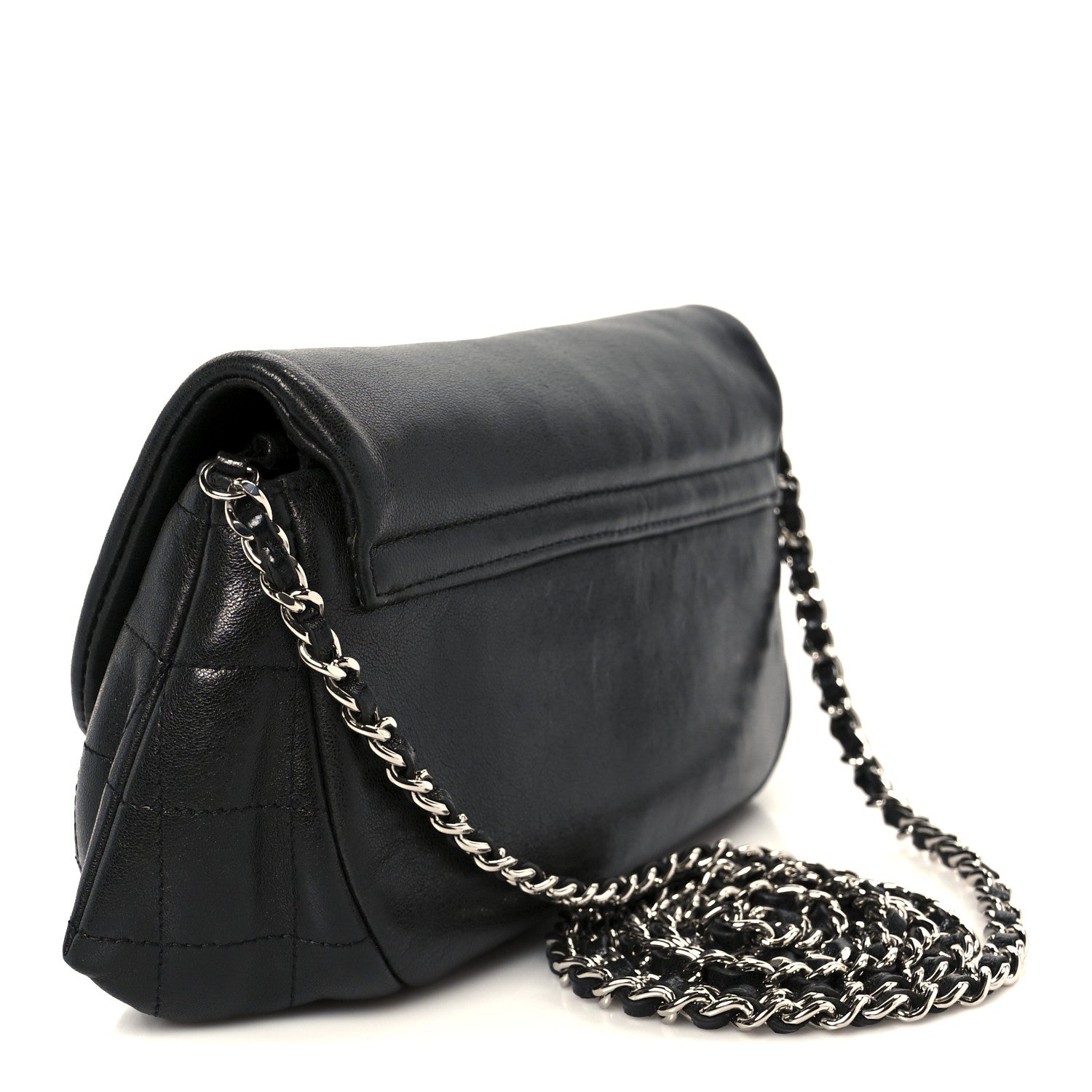 Chanel Lambskin Half Moon Wallet On Chain WOC Black 3 of 13
