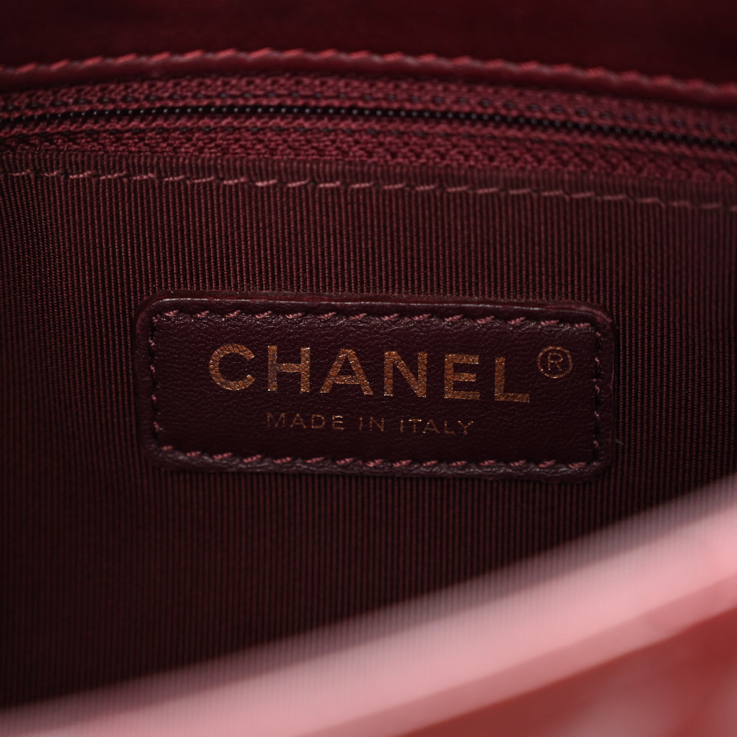 Glazed Calfskin Quilted Small Gold Bar Tote Red