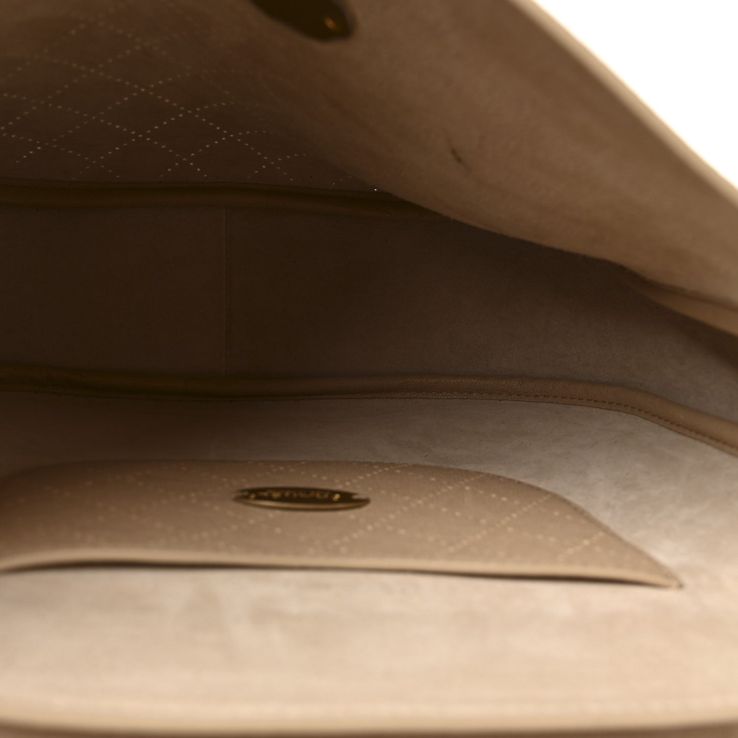 Grained Calfskin Perforated Small Flap Hobo Beige