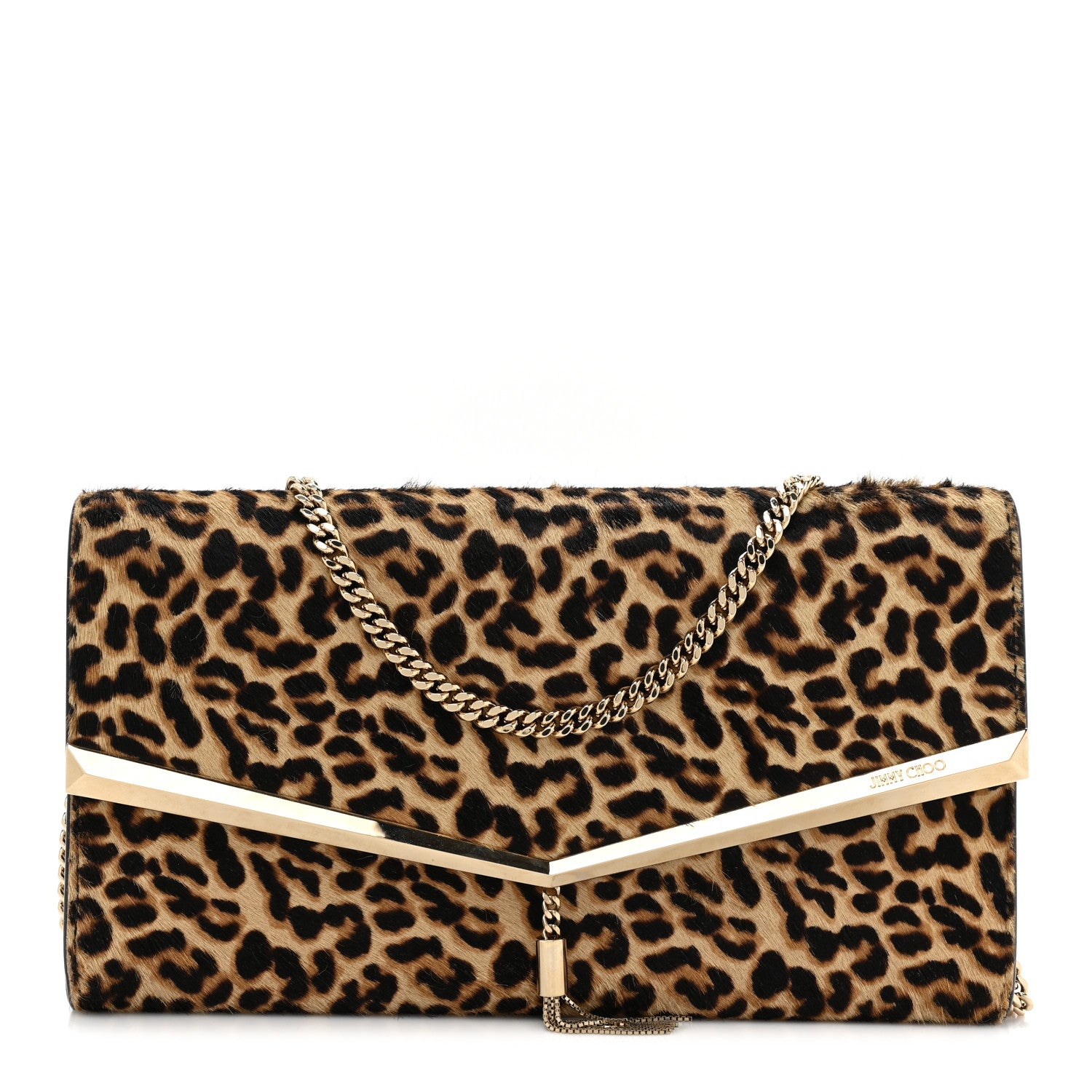 Jimmy Choo Calf Hair Leopard Print Chain Clutch 1 of 11