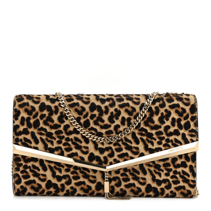 Jimmy Choo Calf Hair Leopard Print Chain Clutch 1 of 11