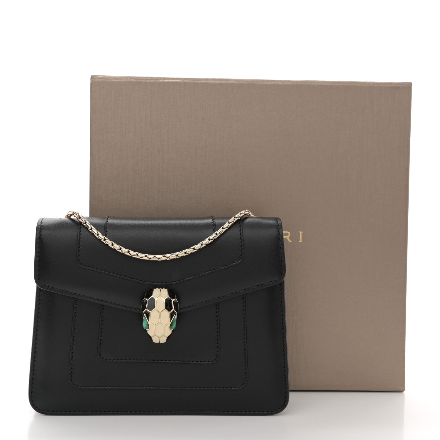 Bulgari Calfskin Small Serpenti Forever Snake Strap Crossbody Bag Black 11 of 11