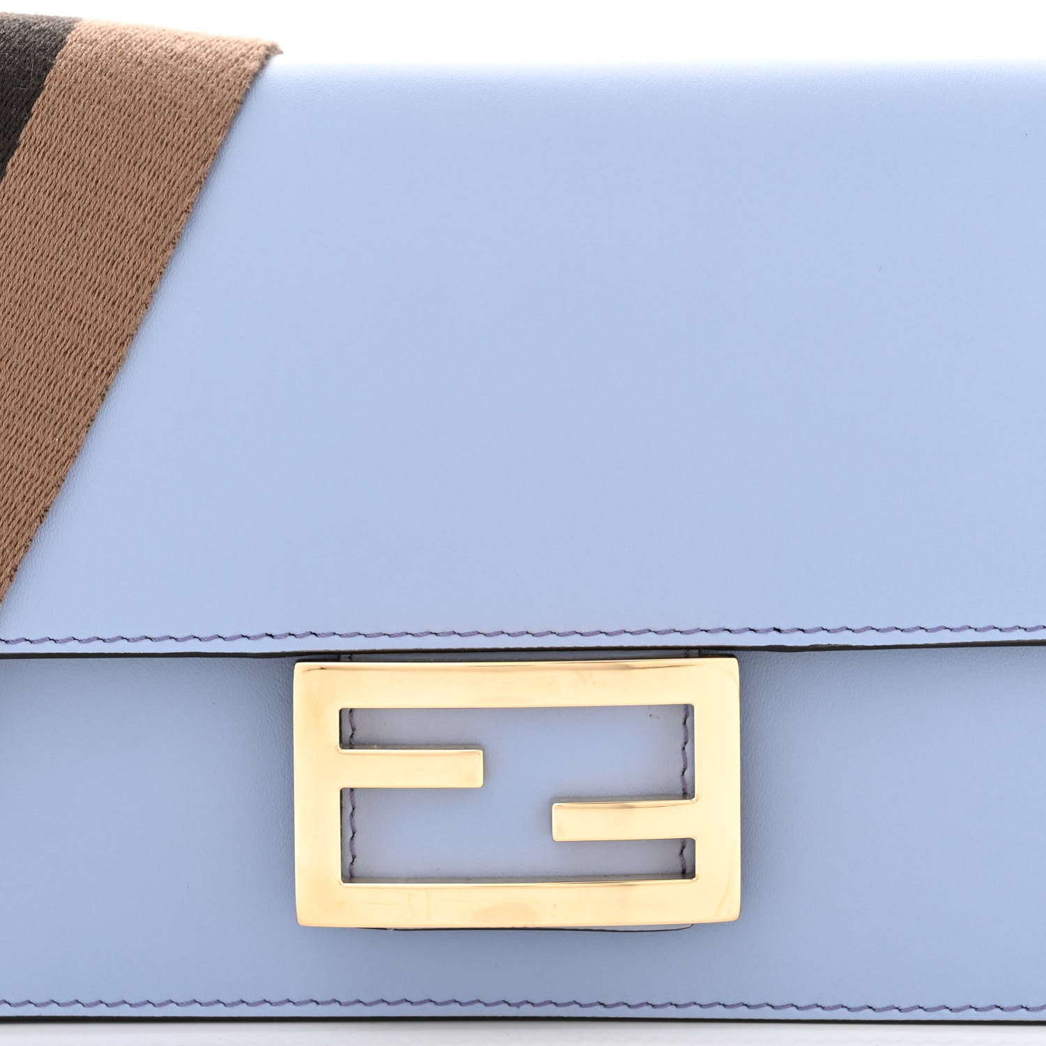 Fendi Vitello King Mini Flat Baguette Azzurro Sky 8 of 11