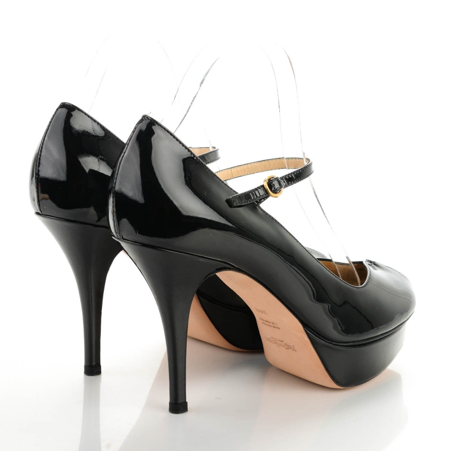 Saint Laurent Patent Tribtoo 80 Ankle Strap Pumps 38.5 Black 4 of 8