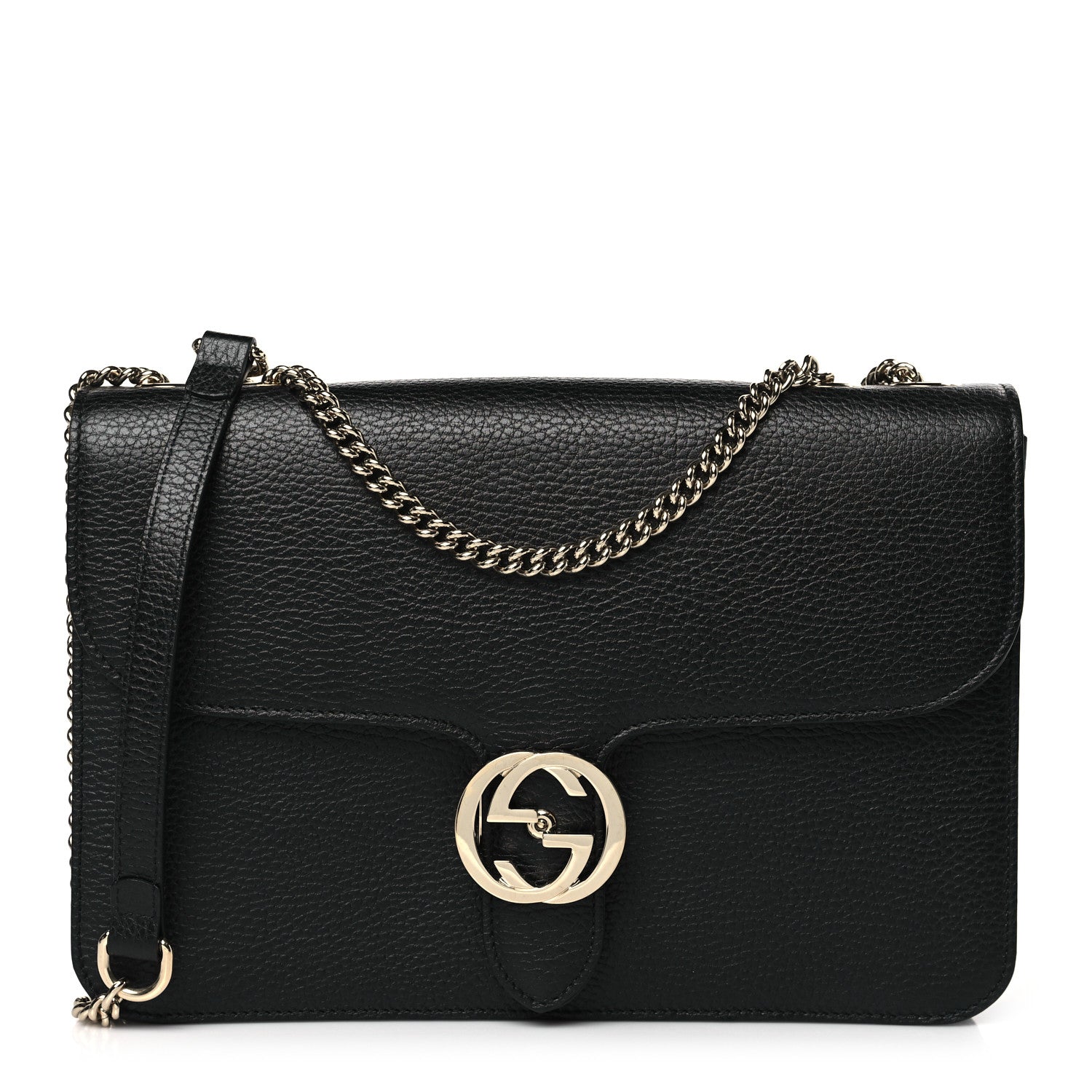 Gucci Dollar Calfskin Interlocking G Shoulder Bag Black 1 of 9