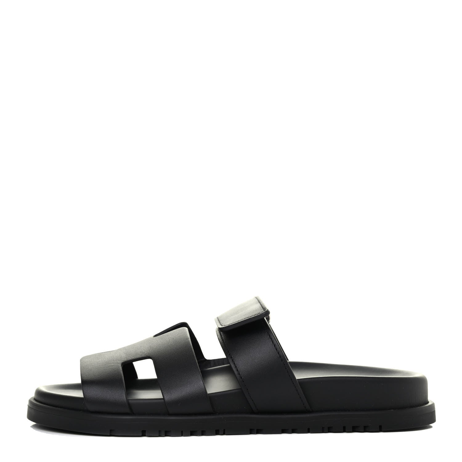 Hermes Calfskin Womens Chypre Sandals 37 Black 1 of 4