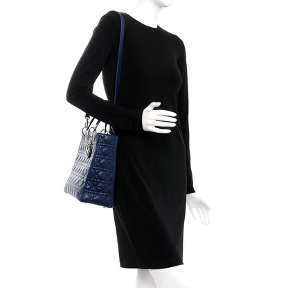 Christian Dior Lambskin Cannage Large Lady Dior Navy Blue 2 of 7