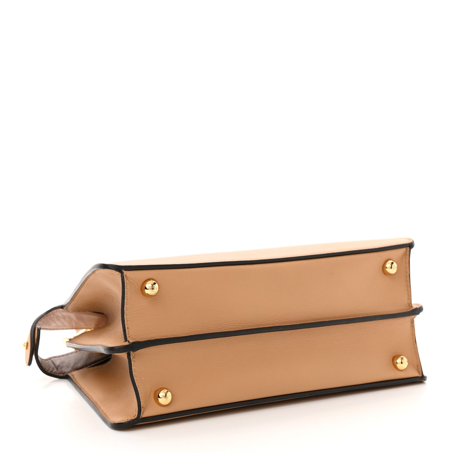 Fendi Vitello Seta Nappa Bi-Color Small Peekaboo I SEE U Satchel Miele Scuro Light Rose Ghianda 4 of 11