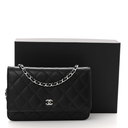 Chanel Lambskin Quilted Wallet On Chain WOC Black 12 of 12