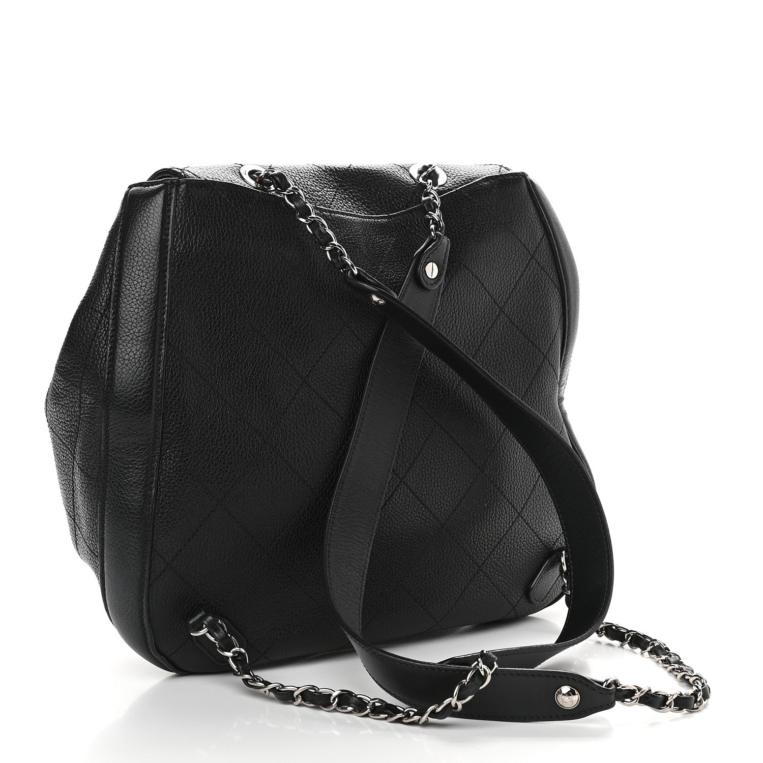 Chanel Grained Calfskin Stitched Flap Drawstring Backpack Black 2 of 10