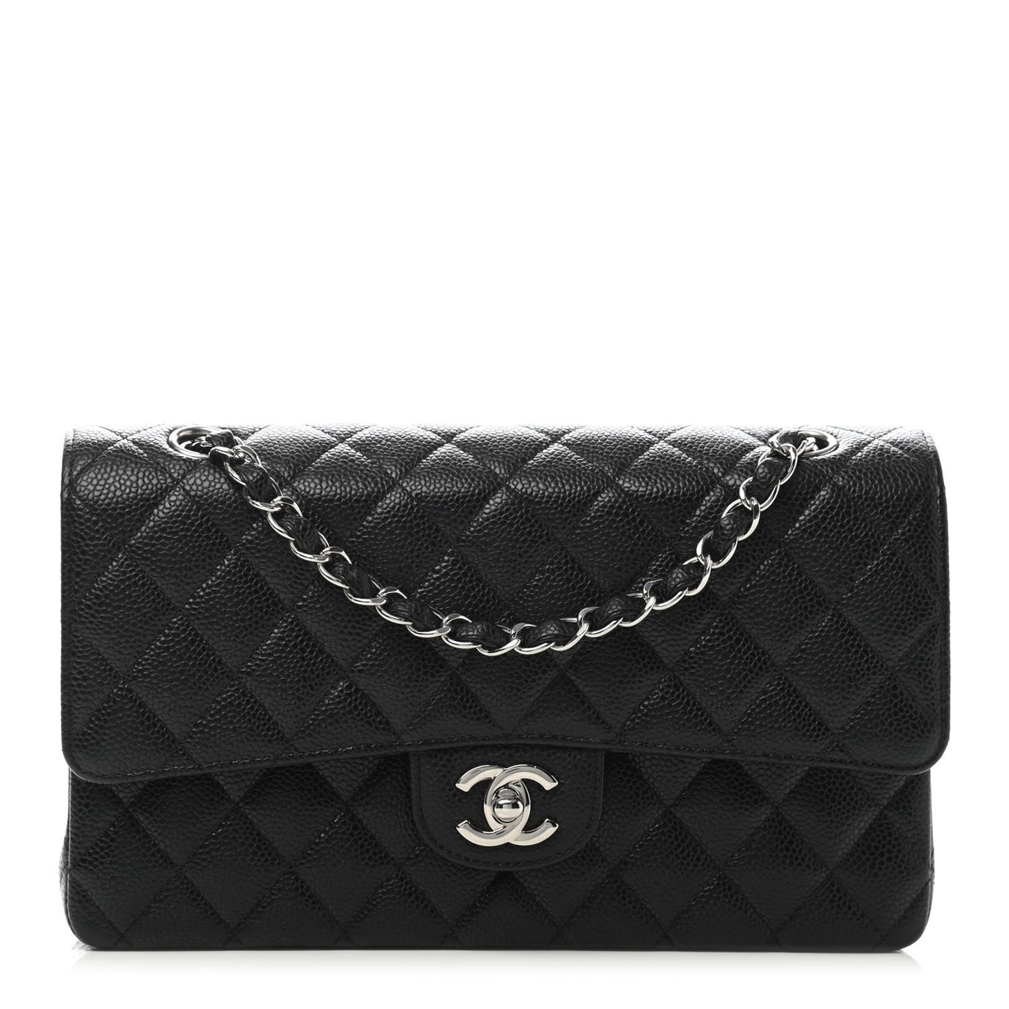 Caviar Quilted Mobile Art Medium Double Flap Black