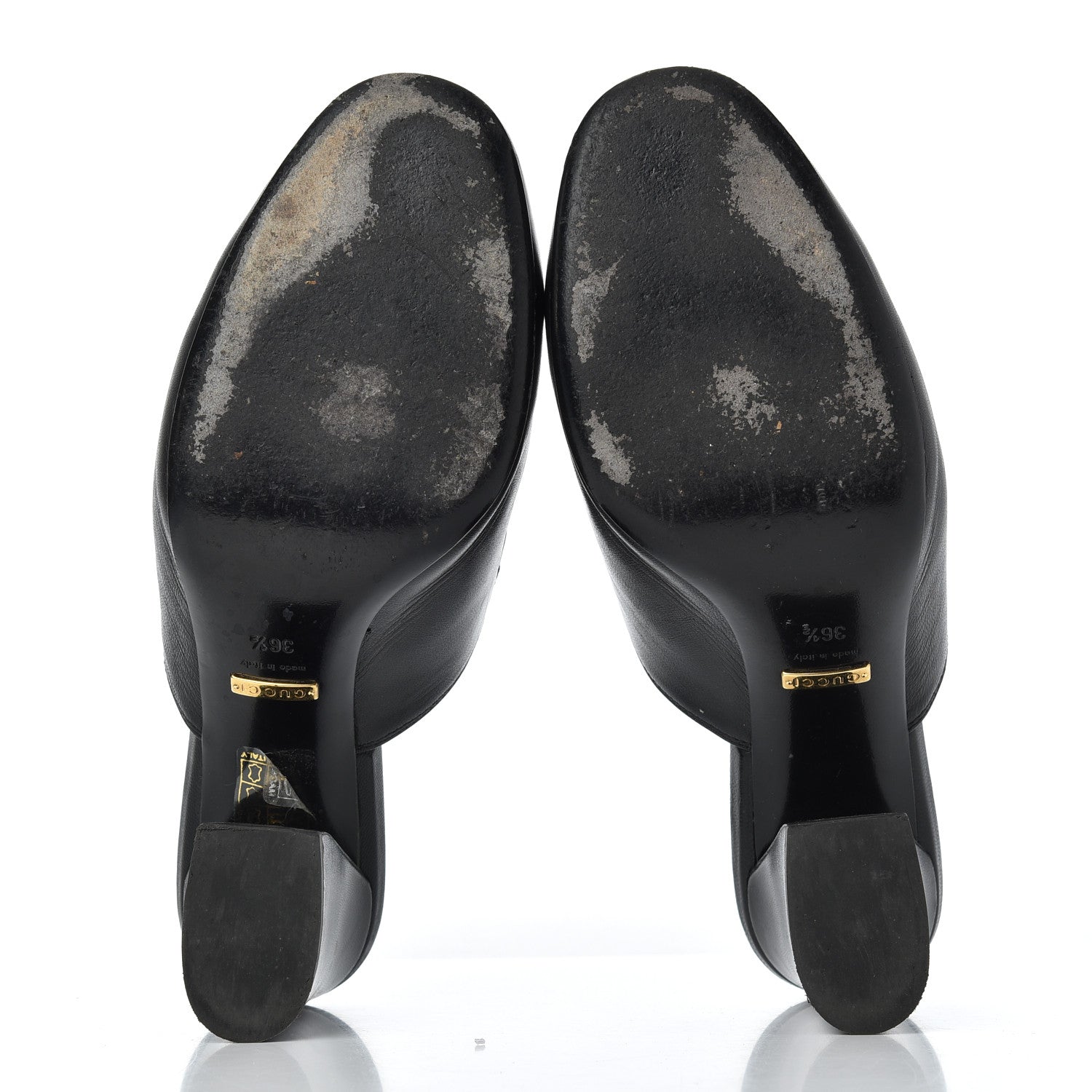 Gucci Malaga Kid Horsebit Princetown Mid Heel Mules 36.5 Black 5 of 21