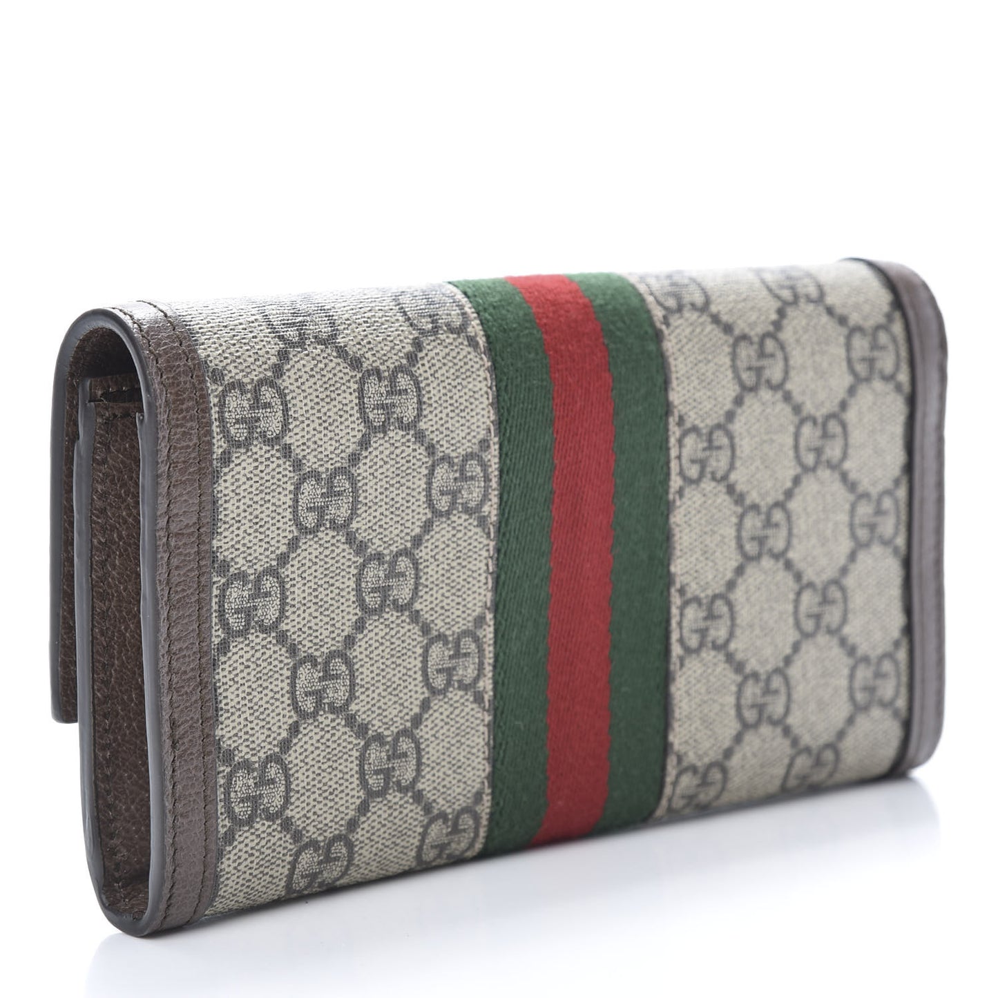 GG Supreme Monogram Web Ophidia Continental Wallet Brown